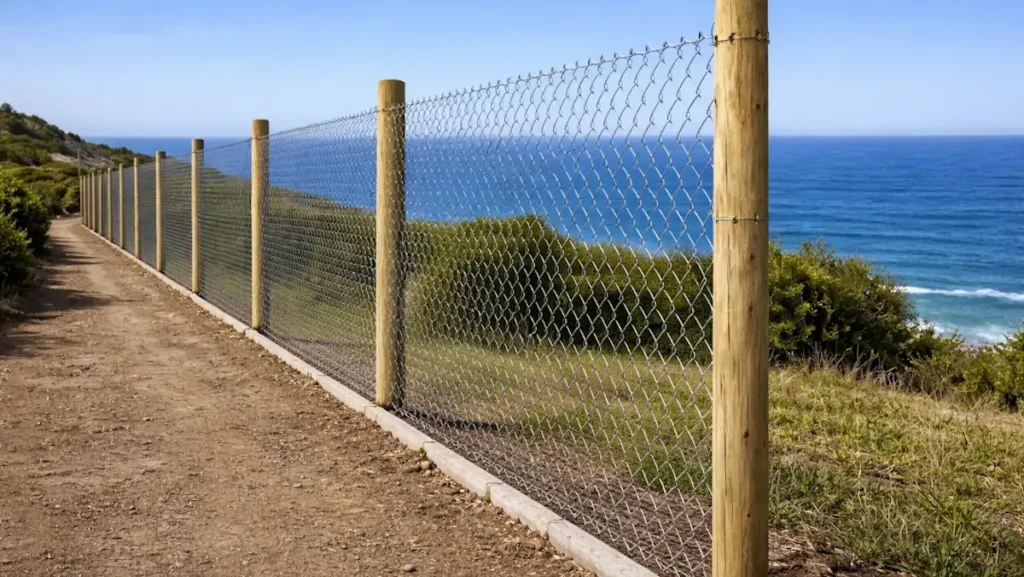 Cierre perimetral en parcela del litoral central de Chile con materiales resistentes al clima costero